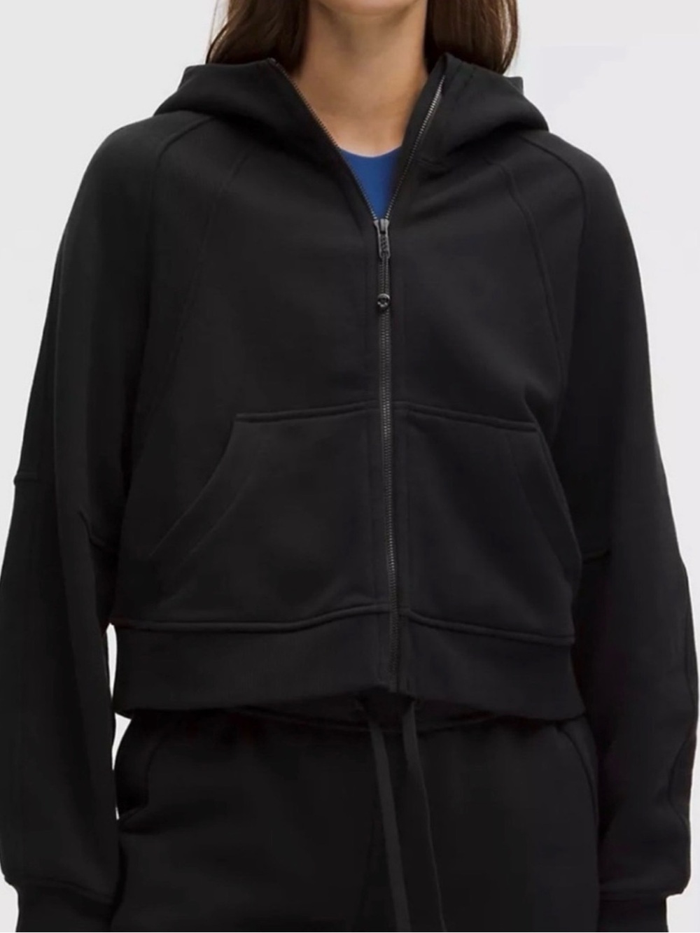 lululemon Black Oversized Cropped Scuba Full Zip Hoodie XS/S